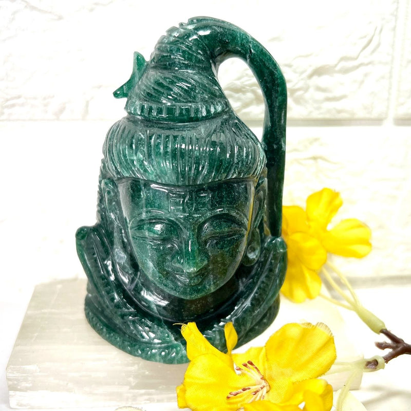 Shiva Head in Dark Green Aventurine