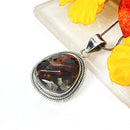 Fire Agate Pendant in Silver- Premium Collection ( Psychic Protection)