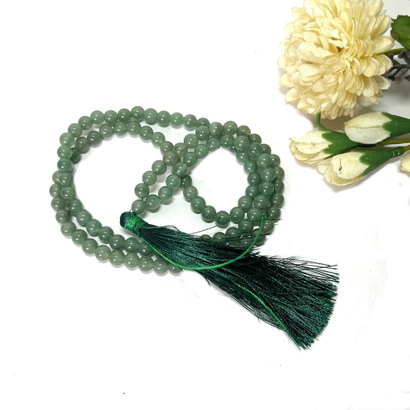 Light Green Aventurine Round Bead Mala ( Luck and Opportunities)