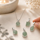 Green Aventurine silver pendant by Talk to Crystals featuring natural healing gemstone jewellery for luck, abundance, opportunity, optimism, personal growth, and Heart Chakra healing in India
