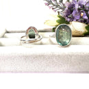 Fluorite Adjustable Rings in Silver