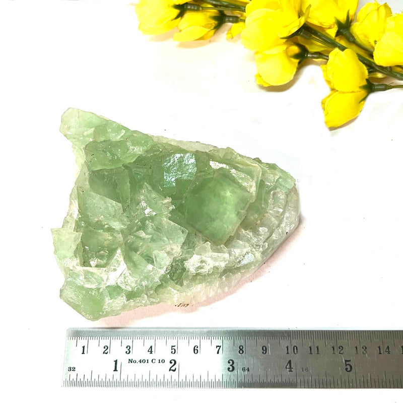 Green Fluorite Clusters on Chalcedony with Stand (Focus & Decision Making)