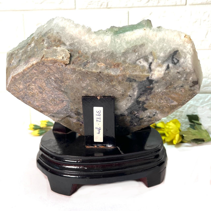 Green Fluorite Clusters on Chalcedony with Stand (Focus & Decision Making)