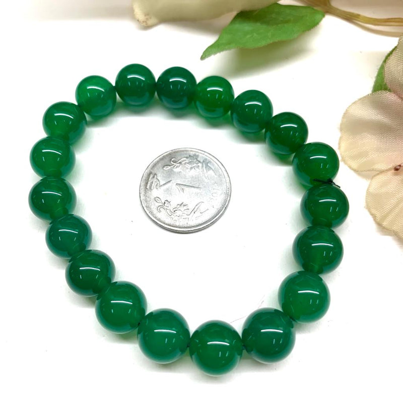 Green Onyx  Round Bead Bracelet (Attract wealth)