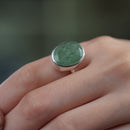 Light Green Aventurine Adjustable Ring in Silver (Luck and Opportunities)