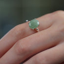 Light Green Aventurine Adjustable Ring in Silver (Luck and Opportunities)