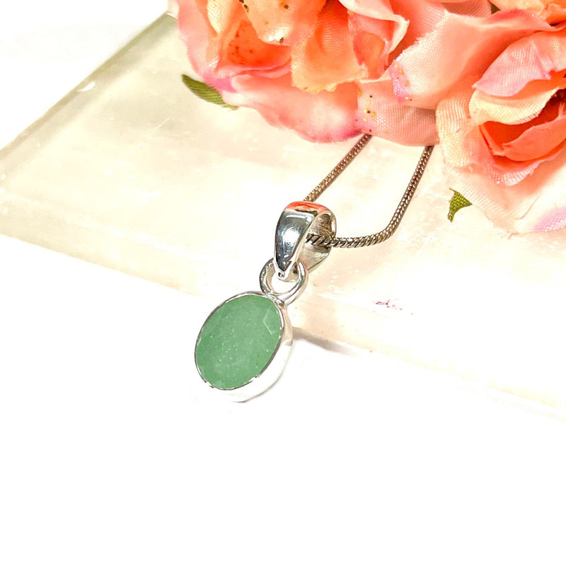 Green Aventurine Small Pendants in Silver (Luck & Abundance)