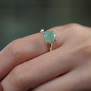 Light Green Aventurine Adjustable Ring in Silver (Luck and Opportunities)