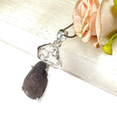 Colombianite and Herkimer Diamond Quartz Pendant in Silver