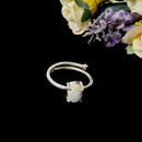 Howlite Adjustable Ring in Silver (Stress and Anxiety) (1 pc)