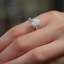 Howlite Adjustable Ring in Silver (Stress and Anxiety) (1 pc)