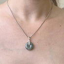 Burma Jade / Jadeite Donut Pendant in Silver (Tranquility & Good Health)