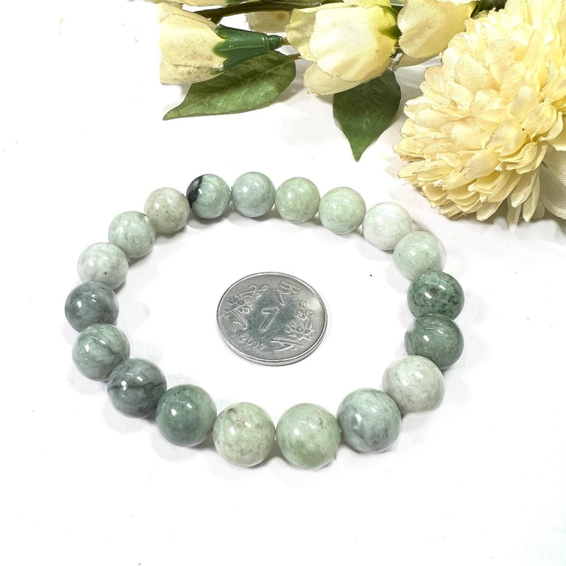 Burma Jade / Jadeite Round Bead Bracelet (Tranquility & Good Health)