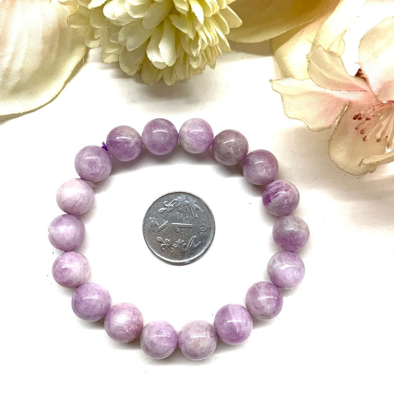 Kunzite Round Bead Bracelet (Emotional Healing)