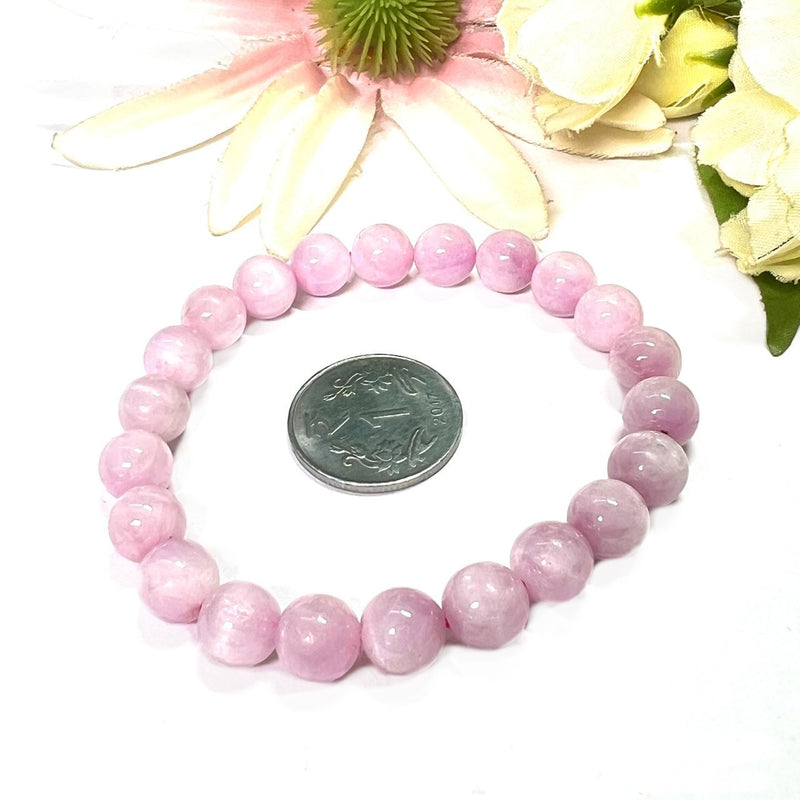 Kunzite Round Bead Bracelet (Emotional Healing)