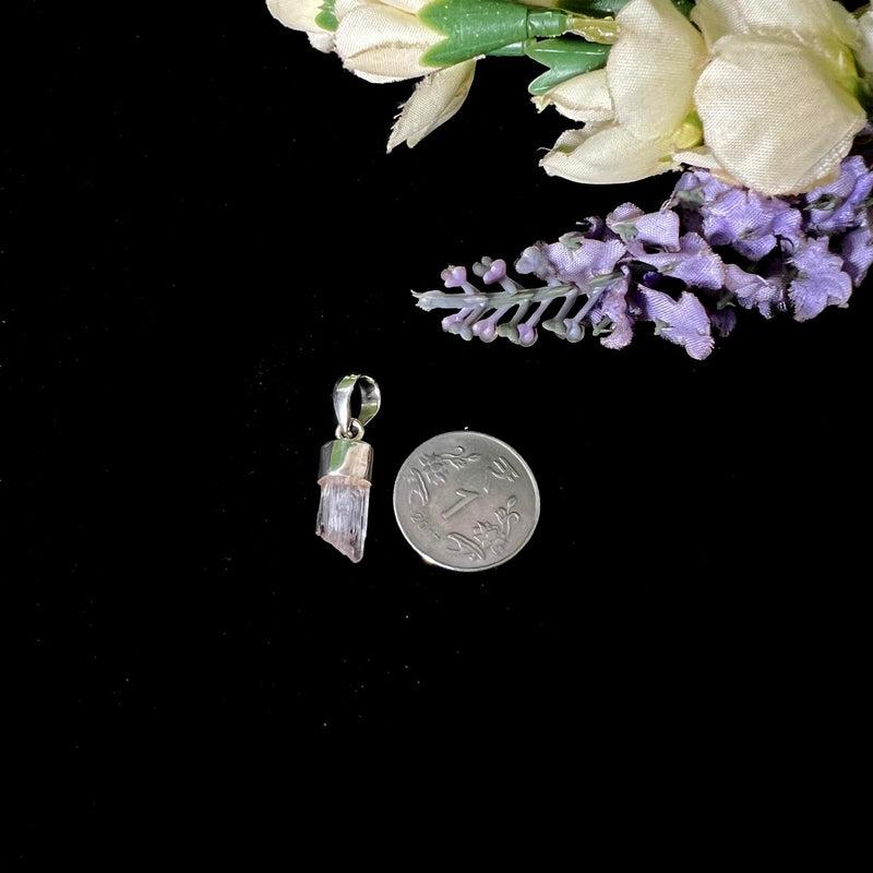 Kunzite Rough Cap Pendant in Silver (for Unconditional Love)