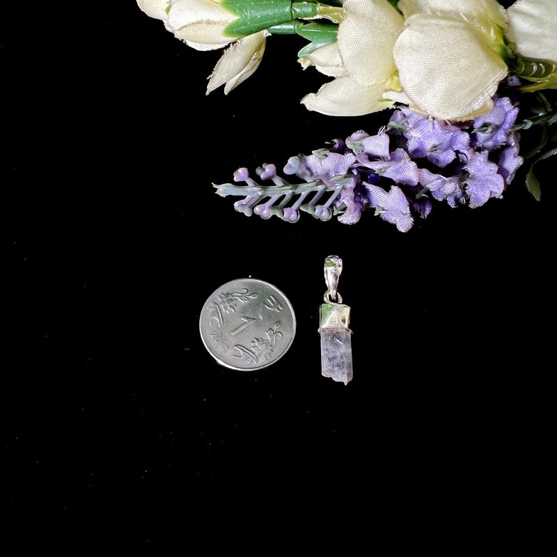 Kunzite Rough Cap Pendant in Silver (for Unconditional Love)