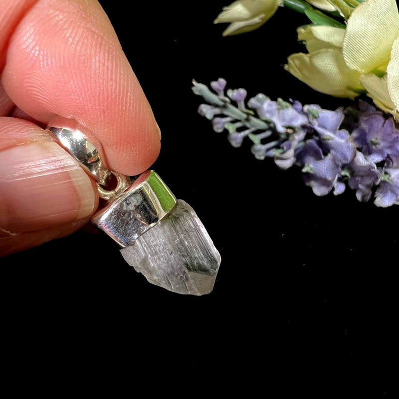 Kunzite Rough Cap Pendant in Silver (for Unconditional Love)