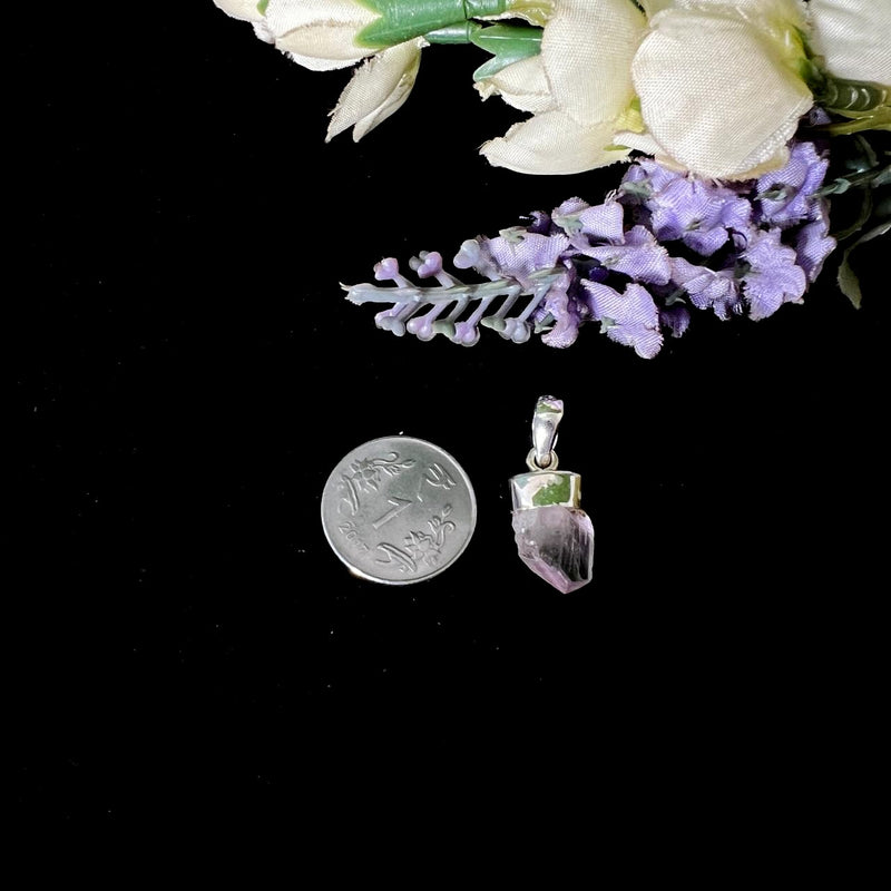 Kunzite Rough Cap Pendant in Silver (for Unconditional Love)