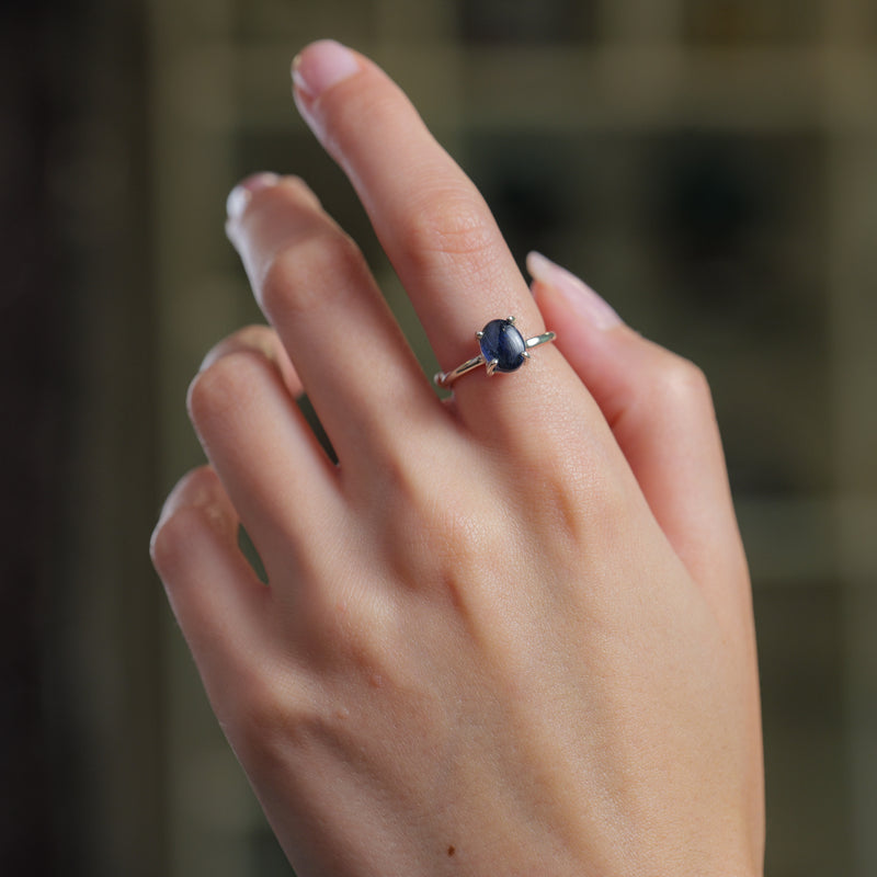 Blue Kyanite Adjustable Ring in Silver