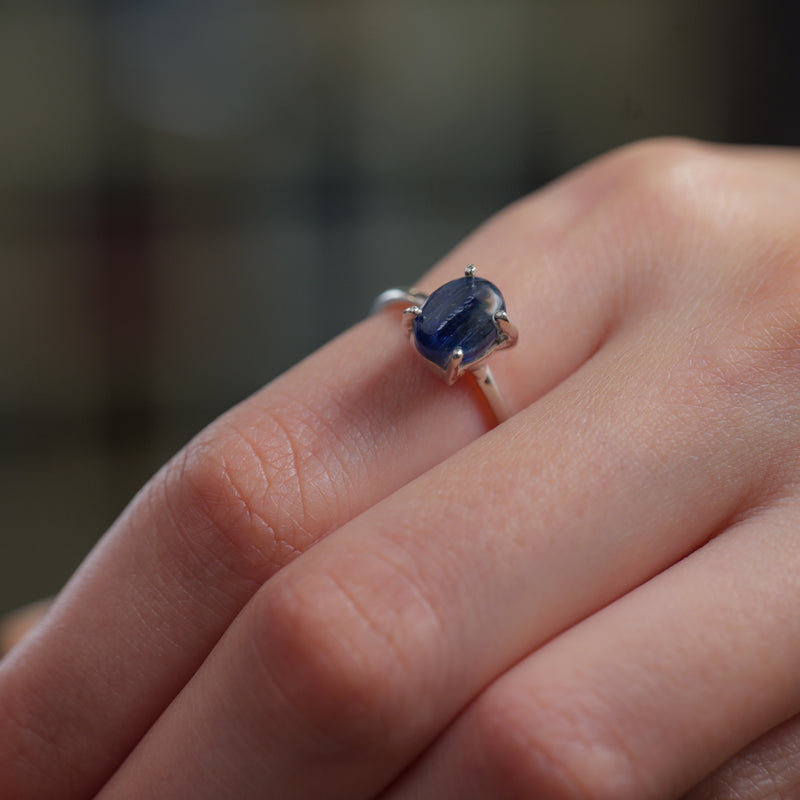 Blue Kyanite Adjustable Ring in Silver