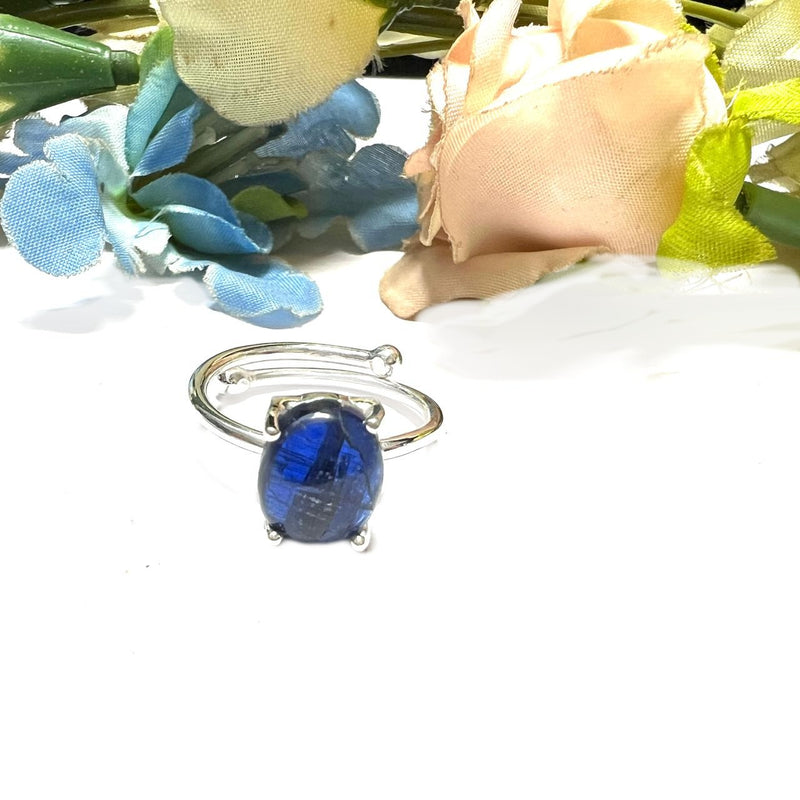 Blue Kyanite Adjustable Ring in Silver