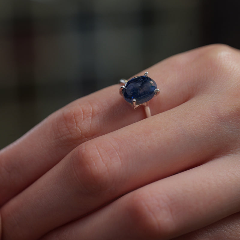Blue Kyanite Adjustable Ring in Silver