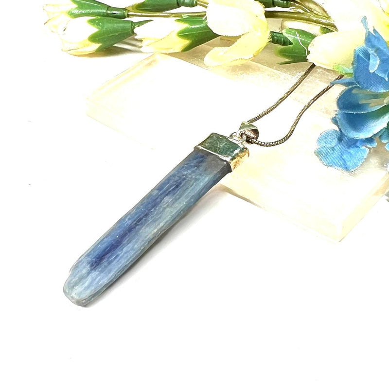 Blue Kyanite Rough Cap Pendants in Silver (Communication)