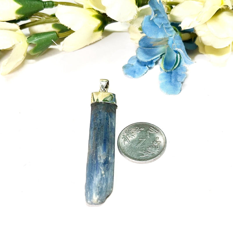 Blue Kyanite Rough Cap Pendants in Silver (Communication)