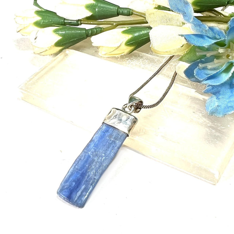 Blue Kyanite Rough Cap Pendants in Silver (Communication)