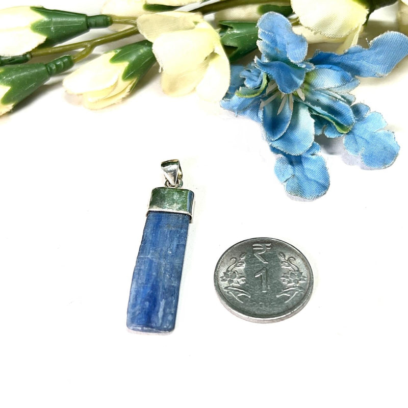 Blue Kyanite Rough Cap Pendants in Silver (Communication)