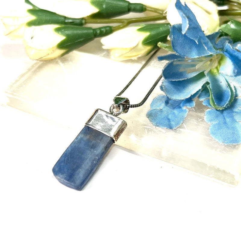 Blue Kyanite Rough Cap Pendants in Silver (Communication)