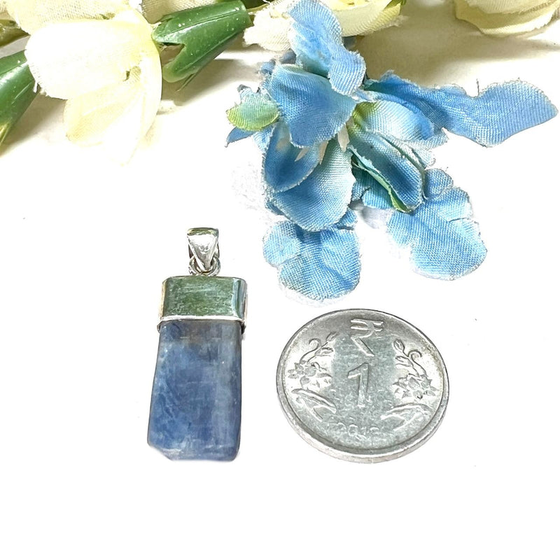 Blue Kyanite Rough Cap Pendants in Silver (Communication)