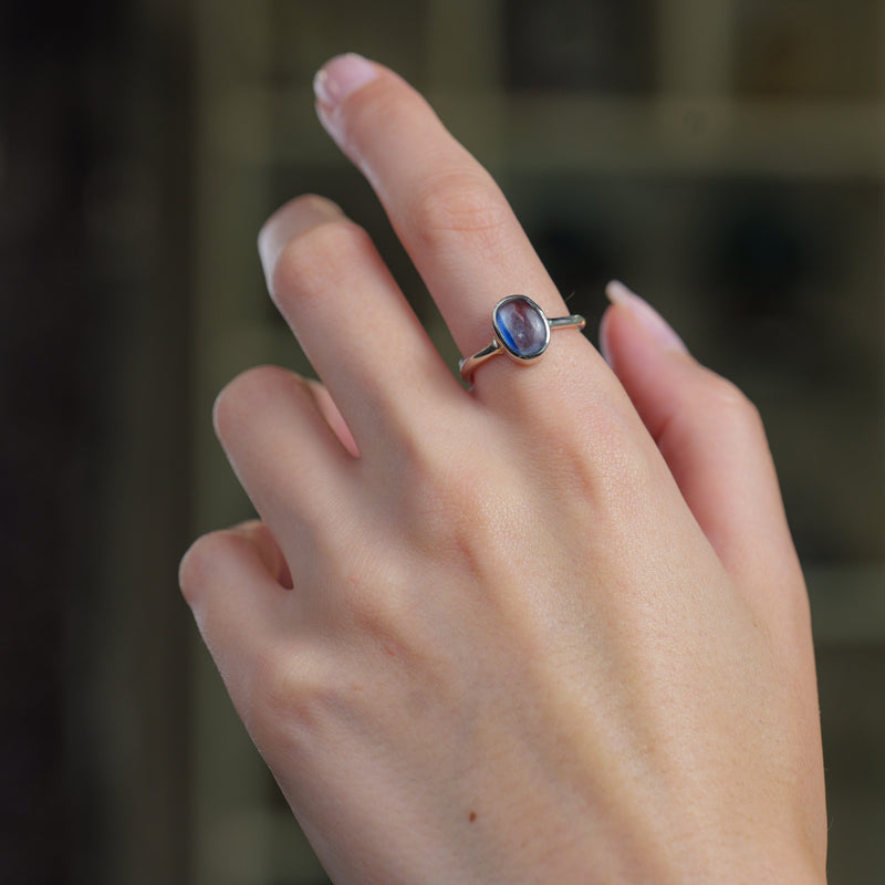 Blue Kyanite Adjustable Ring in Silver