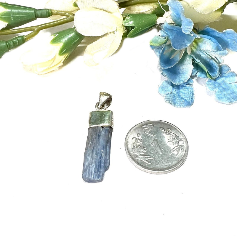 Blue Kyanite Rough Cap Pendants in Silver (Communication)