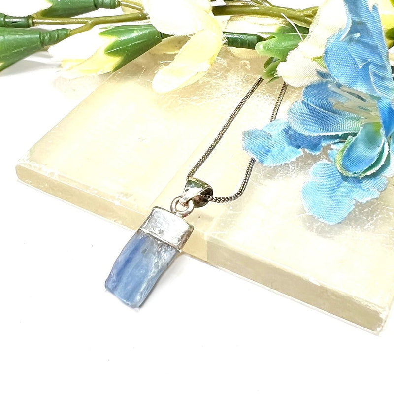 Blue Kyanite Rough Cap Pendants in Silver (Communication)