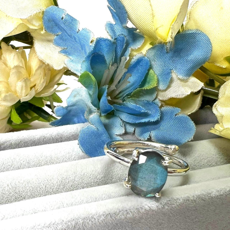 Labradorite Adjustable Ring in Silver