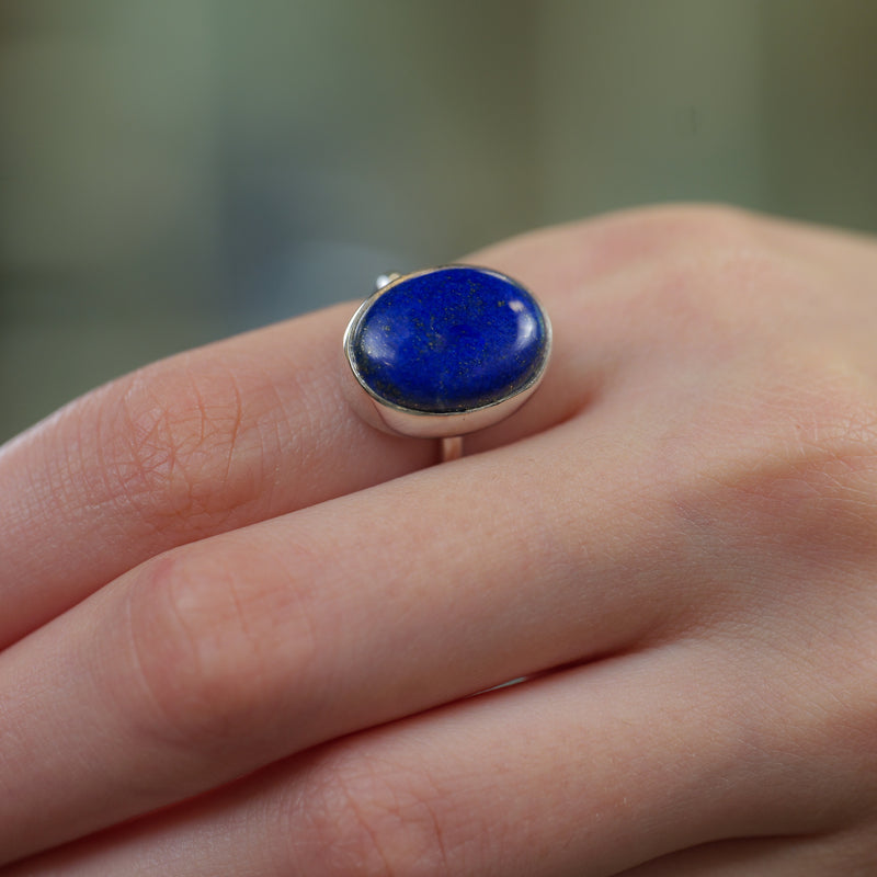 Lapis Lazuli Adjustable Ring in Silver