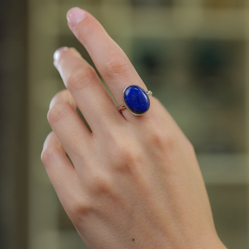 Lapis Lazuli Adjustable Ring in Silver