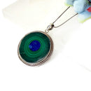 Lapis Lazuli & Malachite Slice Silver Premium Pendants