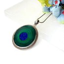 Lapis Lazuli & Malachite Slice Silver Premium Pendants