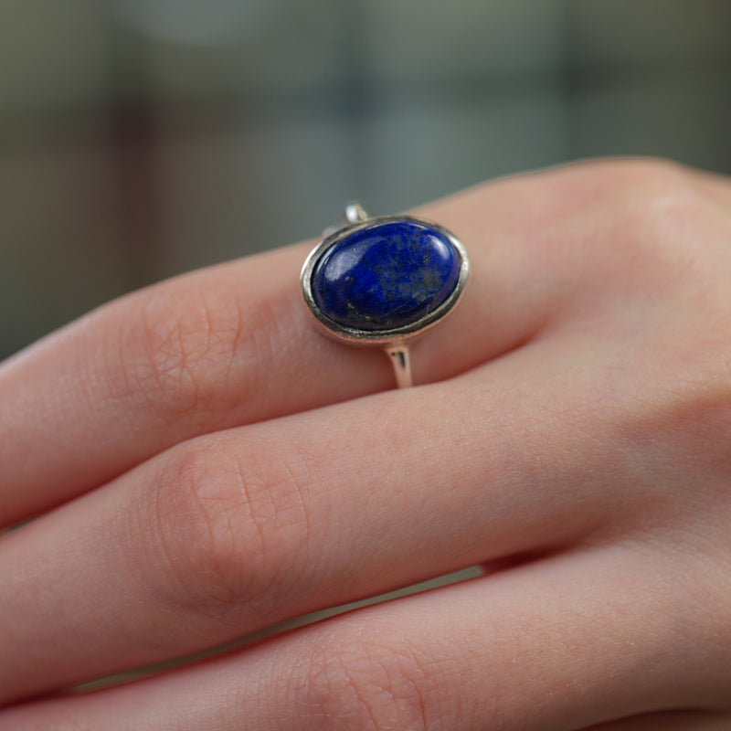 Lapis Lazuli Adjustable Ring in Silver