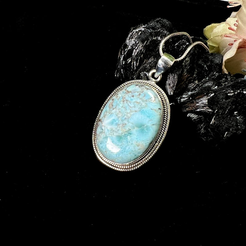 Larimar Silver Pendant Premium Collection (Atlantis Stone)