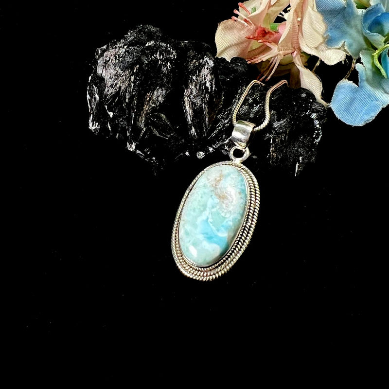 Larimar Silver Pendant Premium Collection (Atlantis Stone)