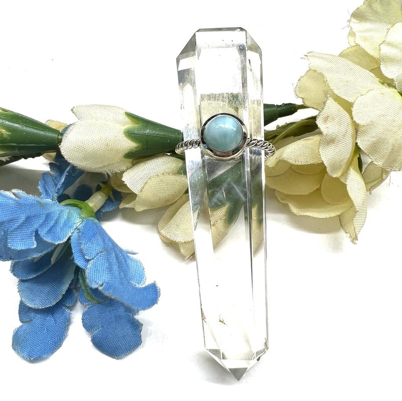 Larimar Adjustable Rings in Silver