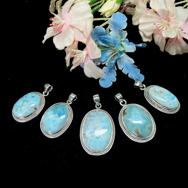 Larimar Silver Pendant Premium Collection (Atlantis Stone)