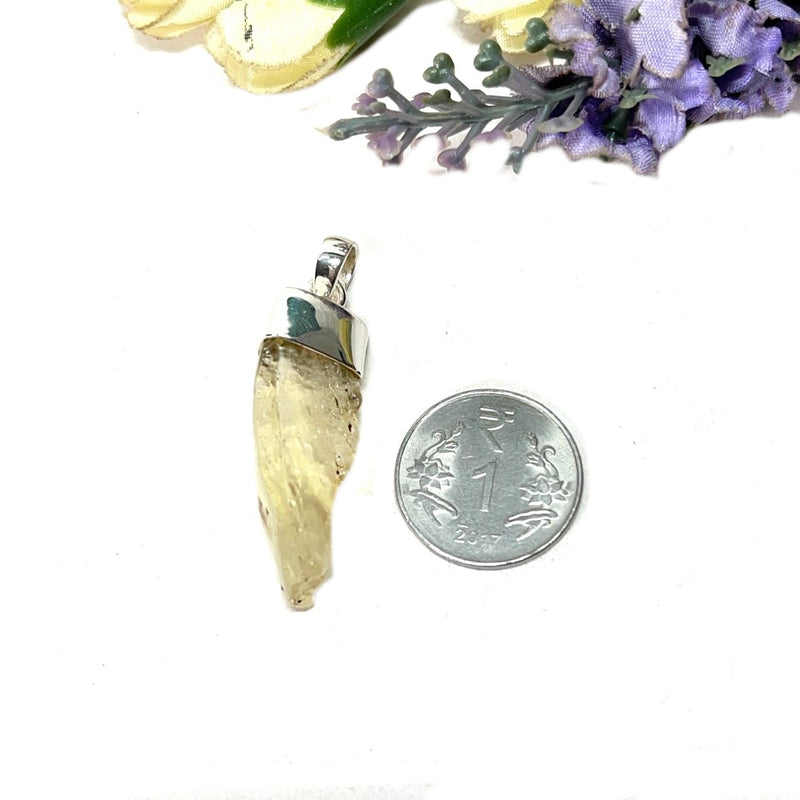 Libyan Desert Glass Rough Cap Pendant in Silver (Joy)