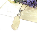 Libyan Desert Glass & Herkimer Diamond Quartz Pendant in Silver
