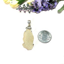 Libyan Desert Glass & Herkimer Diamond Quartz Pendant in Silver