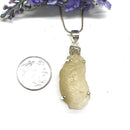 Libyan Desert Glass & Herkimer Diamond Quartz Pendant in Silver